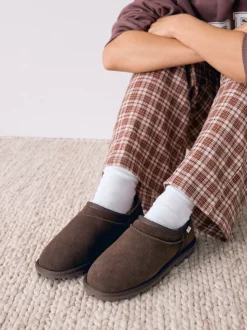 Marron chocolat - Chaussons en daim