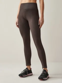 Marron chocolat - Côtelé sans couture Taille haute Leggings