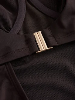 Marron chocolat - DD Maillot de bain coupe ventrale Col dégagé