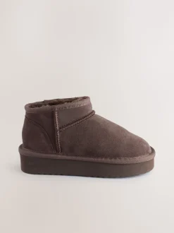 Marron chocolat - Flatform Mini Bottes Pull-On en daim doublées chaudes et déperlantes