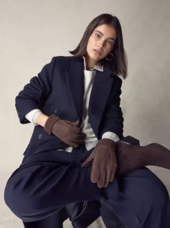 Marron chocolat - Gants N. Premium en cuir et peau de mouton