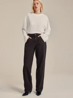 Marron chocolat - Jean ample taille mi-haute