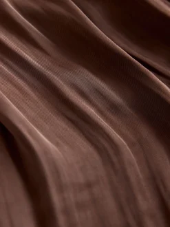 Marron chocolat - Jupe maxi plissée en satin