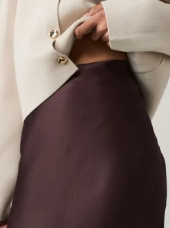 Marron chocolat - Jupe Midi Satin