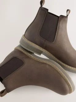 Marron chocolat - Leather Chelsea Boots