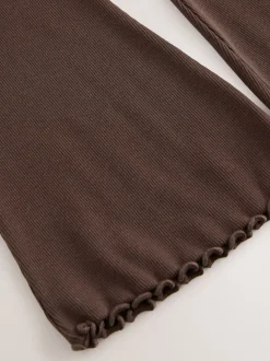 Marron chocolat - Leggings évasés à côtes (3-16ans)
