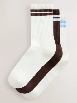 Marron chocolat - Lot de 3 Chaussettes de sport côtelées à semelle Coussinée avec soutien de la voûte plantaire