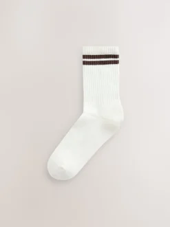 Marron chocolat - Lot de 3 Chaussettes de sport côtelées à semelle Coussinée avec soutien de la voûte plantaire