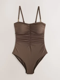Marron chocolat - Maillot de bain bandeau gainant
