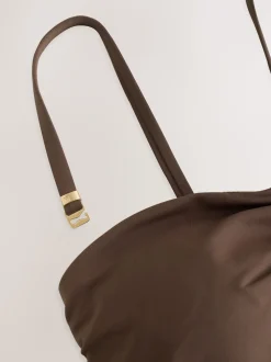 Marron chocolat - Maillot de bain bandeau gainant