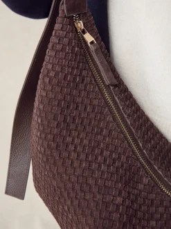 Marron chocolat - N. Premium sac bandoulière en Daim tissé