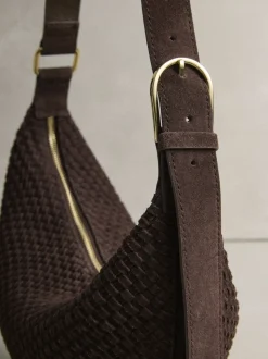 Marron chocolat - N. Premium sac bandoulière en Daim tissé