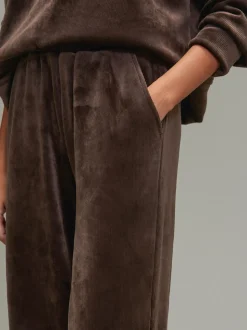 Marron chocolat - Pantalons en velours côtelé doux à jambe large