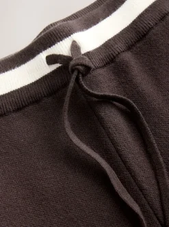 Marron chocolat - Pantalon de Joggings compact et confortable à Jambe large à liserés