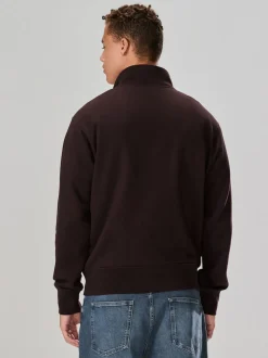 Marron chocolat - Quart de zip - Sweat-shirt en jersey riche en coton