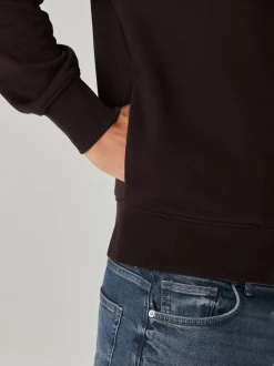 Marron chocolat - Quart de zip - Sweat-shirt en jersey riche en coton