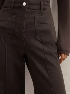 Marron chocolat - Reiss - Sakura - Jean évasé à poches plaquées