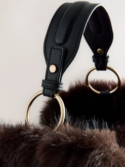 Marron chocolat - Sac à bandoulière en fourrure synthétique