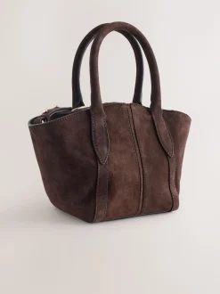 Marron chocolat - Sac à bandoulière avec breloque fleur en daim