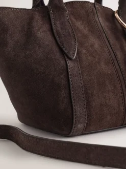 Marron chocolat - Sac à bandoulière avec breloque fleur en daim