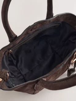 Marron chocolat - Sac à bandoulière avec breloque fleur en daim