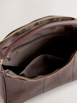 Marron chocolat - Sac à bandoulière à empiècement