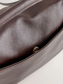 Marron chocolat - Sac à bandoulière à empiècement