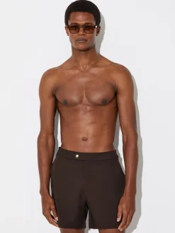 Marron chocolat - Short de bain Reiss Sun avec pattes d'ajustement sur les côtés