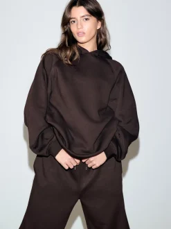 Marron chocolat - Sweat à capuche épais coupe standard décontracté