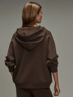 Marron chocolat - Sweat-shirt à capuche compact et confortable à Manches longues
