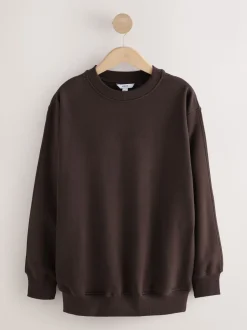 Marron chocolat - Sweat-shirt long Essentiels coupe décontractée avec poches