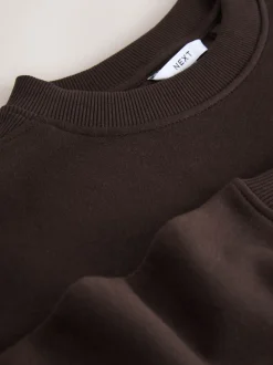 Marron chocolat - Sweat-shirt long Essentiels coupe décontractée avec poches