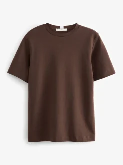 Marron chocolat - T-shirt Manche courte Col ras du cou lourd