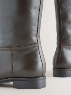 Marron chocolat en cuir - Bottes d’équitation plates Forever Comfort®