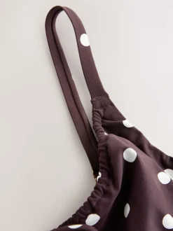 Marron chocolat/crème à pois - Haut de bikini DD+ câblé non rembourré