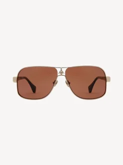 Marron doré - Lunettes de soleil Vivienne Westwood Keith VW5101 410 Shiny