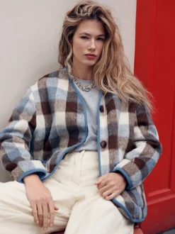 Marron et Bleu - Veste à carreaux