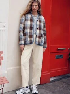 Marron et Bleu - Veste à carreaux