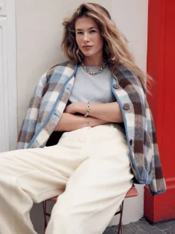 Marron et Bleu - Veste à carreaux