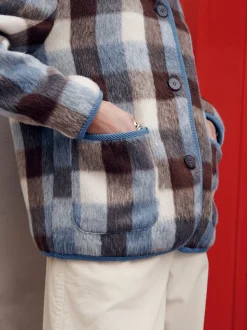 Marron et Bleu - Veste à carreaux