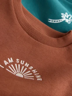 Marron et Bleu canard - Ensemble Sweat-shirt et Shorts à Col rond 2 (3mois -7ans)