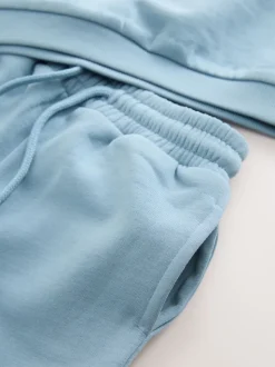 Marron et Bleu chocolat - Ensemble sweat et Joggings imprimé à Col rond (3mois-7ans)