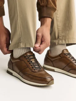 Marron fauve - Baskets élégantes en cuir