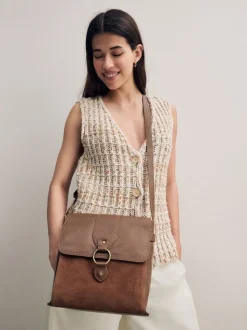 Marron fauve - Besace Sac de poche en cuir