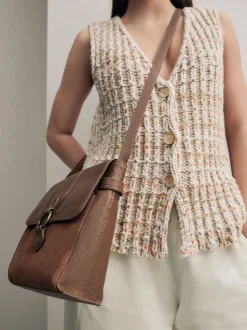 Marron fauve - Besace Sac de poche en cuir