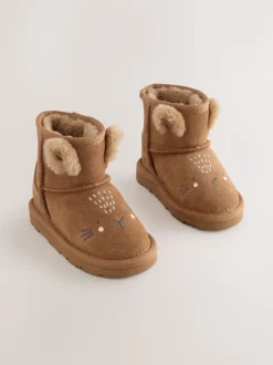 Marron fauve - Bottes à enfiler en daim