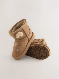 Marron fauve - Bottes à enfiler en daim