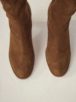 Marron fauve - Bottes chaussettes Forever Comfort® à bout arrondi et hauteur genou