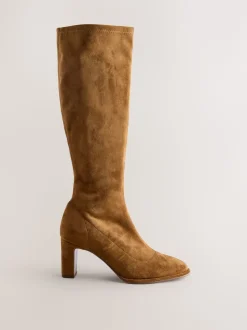 Marron fauve - Bottes chaussettes Forever Comfort® à bout arrondi et hauteur genou