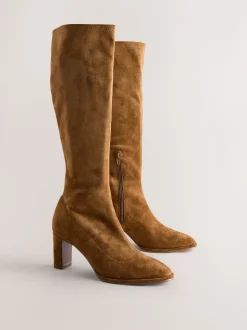 Marron fauve - Bottes chaussettes Forever Comfort® à bout arrondi et hauteur genou